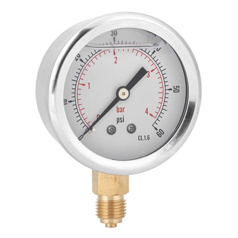 TS PGG604 4 Bar Radial Oil Filled Pressure Gauge 1 4 BSP Stainless Steel Brass Construction Transparent Dial Cover - Image 2